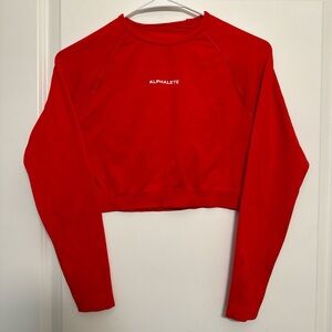 Alphalete Crop Top Long Sleeve Red Workout Shirt